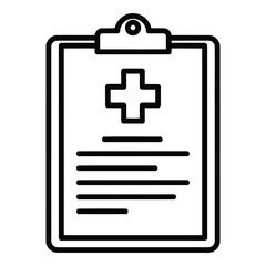 Obraz premium Medical clipboard icon with a cross symbol and blank lines for notes isolated on white background, Vector