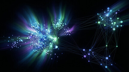 Abstract network nodes glow with ethereal light in a futuristic design concept