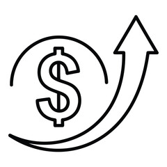 Obraz premium A graphic of a dollar sign inside a circular arrow pointing upwards. isolated on white background, Vector