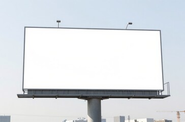 Obraz premium Blank Billboard Mockup Against Clear Sky, Ideal for Advertising Campaigns and Marketing Presentations