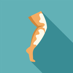 Human leg showing skin affected by vitiligo depigmentation condition