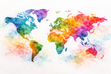 Fototapeta premium Abstract rainbow world map global concept.