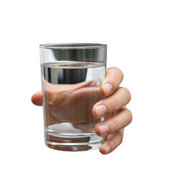 hand holding clear water glass