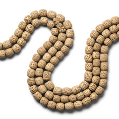 Traditional Rudraksha Japa Mala Beads Spiritual Object White Background