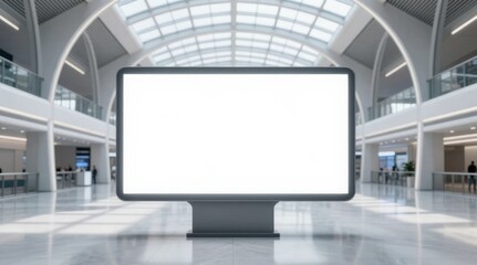 Fototapeta premium Blank Billboard Inside Modern Building, Perfect for Advertising and Marketing Campaigns, Ready for Custom Content Insertion