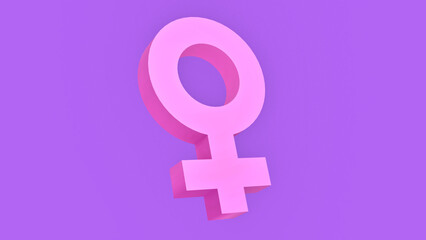 Vibrant pink female symbol on purple background evokes feminist empowerment, gender equality, and women's rights activism. Ideal for campaigns promoting body positivity and breaking the glass ceiling