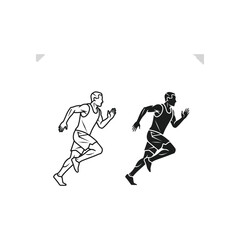 Naklejka premium Two athletes competing in a high-speed sprint race against each other