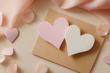 Obraz premium Elegant Pastel Valentine Flat Lay with Copy Space