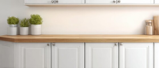 Fototapeta premium Dynamic kitchen showcase background, great for digital displays, event promotions, storytelling, and creative backdrops. The empty table provides focus and versatility in design.