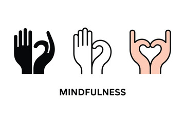 Fototapeta premium Hands showing various heart and mindfulness gesture icons isolated on.