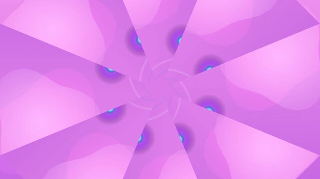 A vibrant, symmetrical design featuring pink and blue hues arranged in a circular pattern with eight distinct sections radiating from a central point