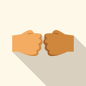 Two diverse hands bumping fists, symbolizing agreement, greeting, partnership, and racial unity