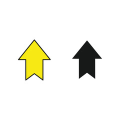 Contrast between a bright yellow and a solid black upward-pointing arrow