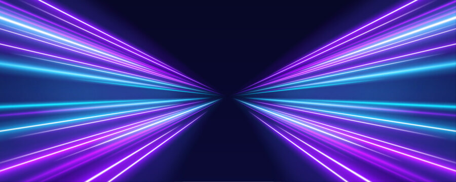 Dynamic neon lines twist like ribbons in motion, creating energetic swirls. Colors pulse vividly across the canvas. Perfect for AI and tech illustrations.