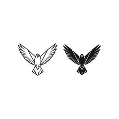 Obraz premium Two stylized birds in symmetrical flight against a plain background