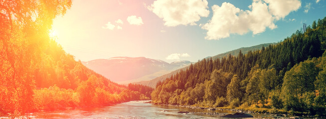 Mountain river at sunset. Norway © vvvita