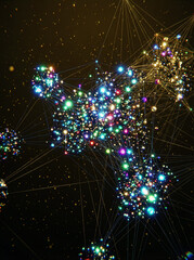 Network nodes connect with modern minimalist lines in a dark cinematic setting