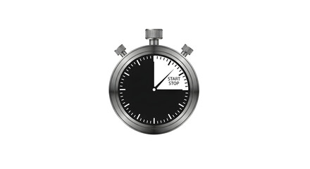 A silver stopwatch with a partially elapsed time displayed on a black background