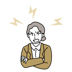 Angry Senior Businesswoman Scolding with Arms Crossed Illustration