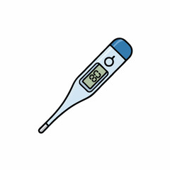 Digital Thermometer With Blue Accent Displaying 98.6 Degrees Fahrenheit For Measuring Body Temperature On White Background
