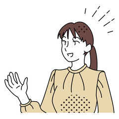 Businesswoman Raising Hand and Speaking Illustration