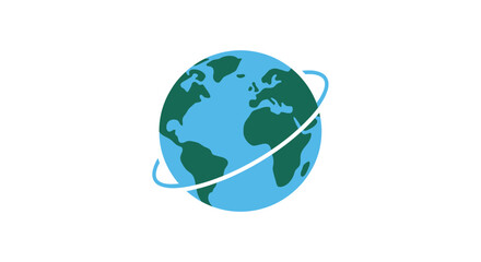 Global network connection icon with earth and orbit path