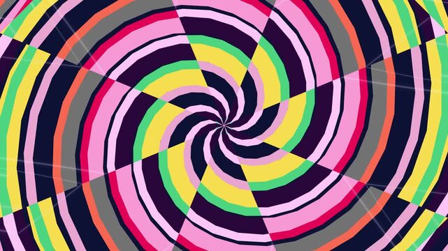 Vibrant and dynamic abstract spiral pattern creating an optical illusion with vivid colors and energetic motion, a captivating psychedelic background
