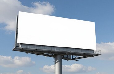Obraz premium Blank Billboard Against Blue Sky with Clouds Mockup for Advertising Campaign and Promotion