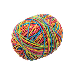 Brightly Colored Elastic Rubber Bands in a Tightly Wound Ball