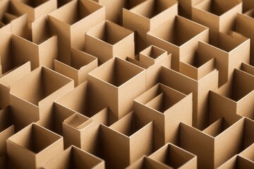 Abstract Arrangement of Geometric Shapes in Cardboard Texture