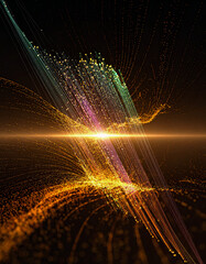 Abstract glowing strands converge into a bright light showcasing minimalist elegance design