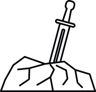 Sword piercing a stone representing the legend of excalibur