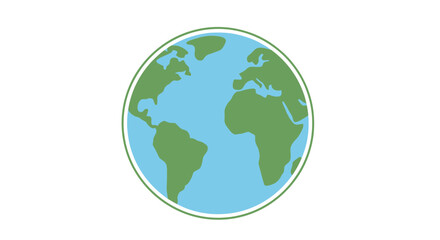 Illustration of planet earth with continents and oceans, simple graphic art