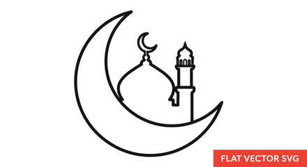 Obraz premium Islamic Crescent Moon and Mosque Dome Icon - Ramadan and Eid Symbol
