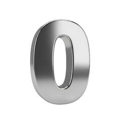 Stylish metallic number zero in a minimalist design for modern branding or digital use isolated on transparent background