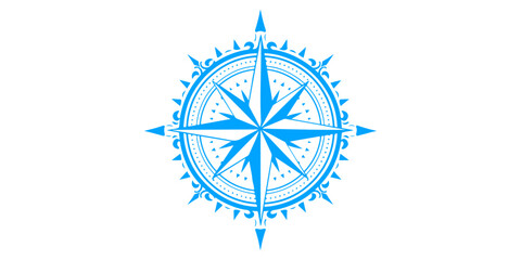 This nautical compass rose vector illustration features a north star design as a travel navigation symbol for world adventure and geography maps © hossain