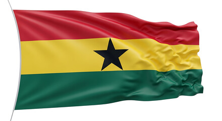 Obraz premium Ghanaian flag waving in the wind with vibrant colors and a black star emblem.