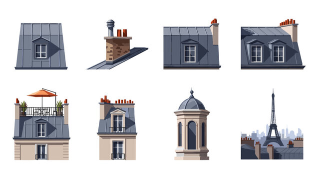 Parisian rooftops collection: iconic architectural views with eiffel tower backdrop
