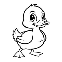 Line Cute Duck Illustration Character Vector Logo Template
