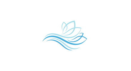 Obraz premium Abstract blue wave and leaf logo design.