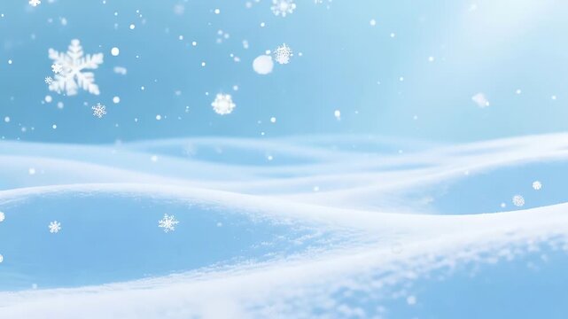 winter snow landscape blue sky snowfall on rolling hills