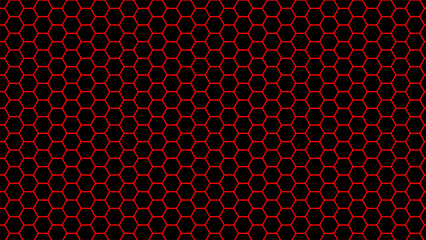 Glowing Red Hexagon Honeycomb Background