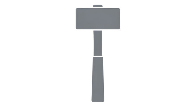 Minimalist grey sledgehammer tool icon isolated on a white background