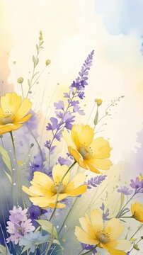 Wiesenblumen in Pastellgelb und Flieder
