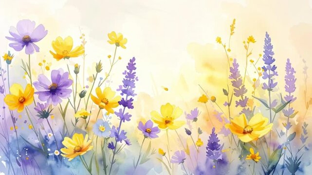 Wiesenblumen in Pastellgelb und Flieder
