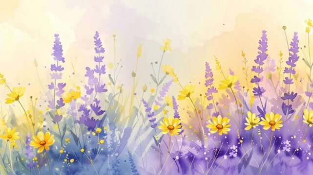 Wiesenblumen in Pastellgelb und Flieder