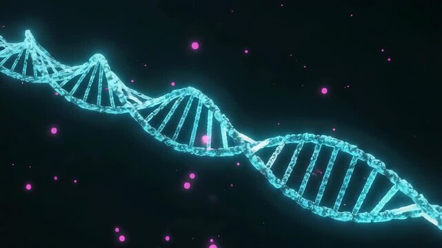 Glowing DNA Double Helix Particle Wave Illustration
