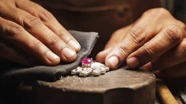 Artisan jeweler working on an intricate handmade necklace