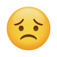 Sad face emoji with yellow and orange gradient isolated on a transparent background