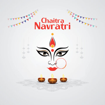 Vector illustration of Happy chaitra Navratri wishes greeting card, happy navratri
